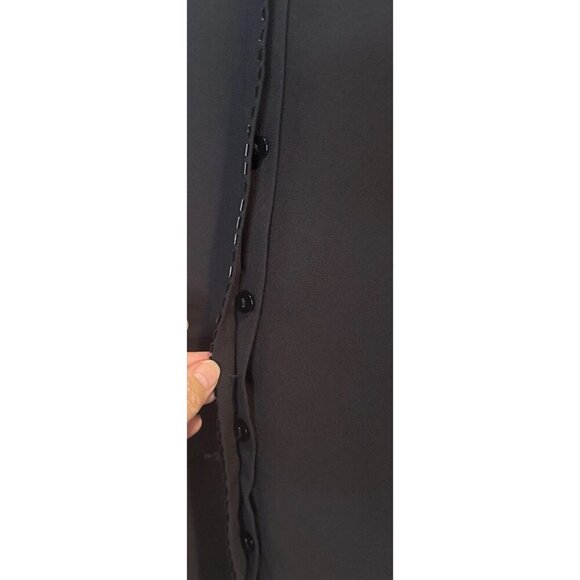 Ulla Popken Black Sequin Sheer 3/4 Sleeve Button Up Tunic Blouse Top Sz 16/18 - Picture 6 of 12